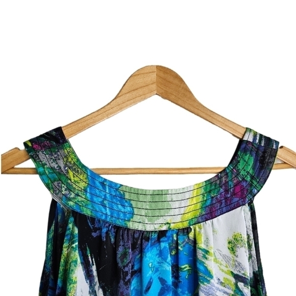 Lane Bryant halter top satin water color floral green white blue grey 18… - Picture 4 of 9